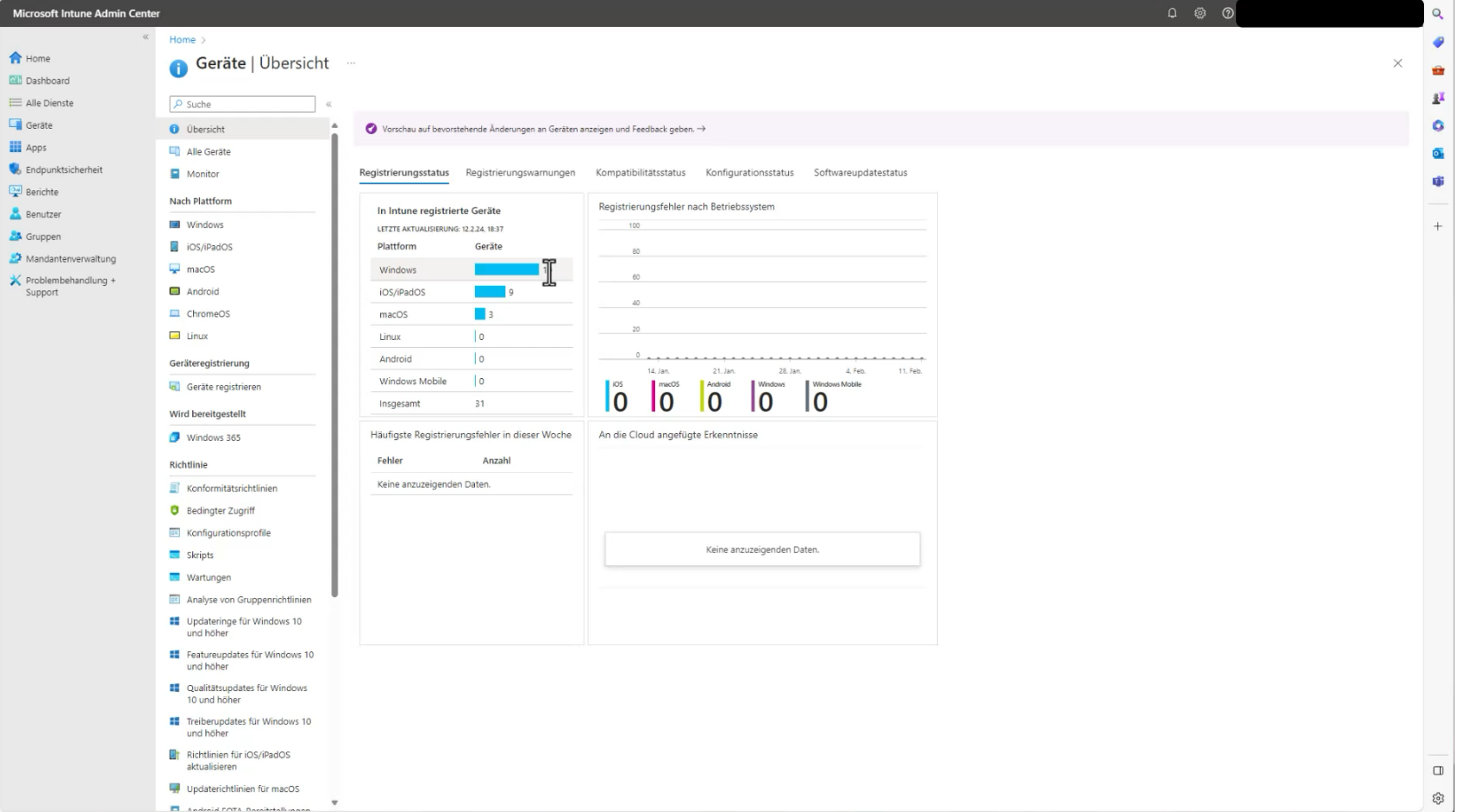 Intune Schulungen Screenshot Startseite